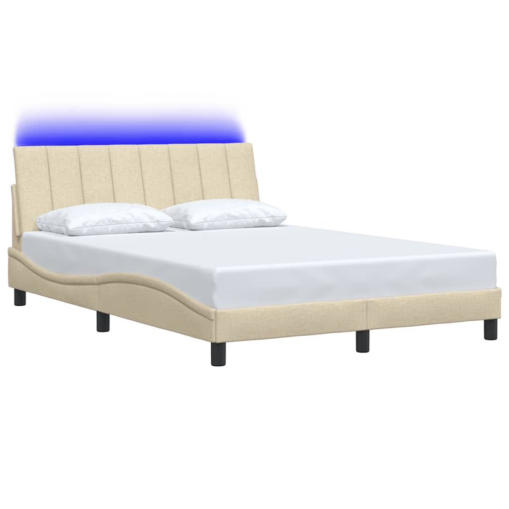 Estrutura de cama sem colchão hanko 140x190 cm tecido cor creme