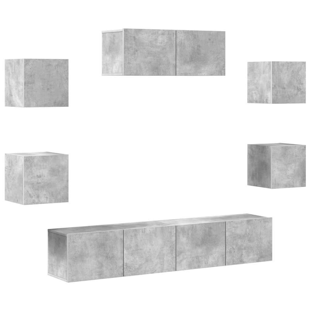 Conjunto móveis de TV 7 pcs madeira processada cinzento cimento