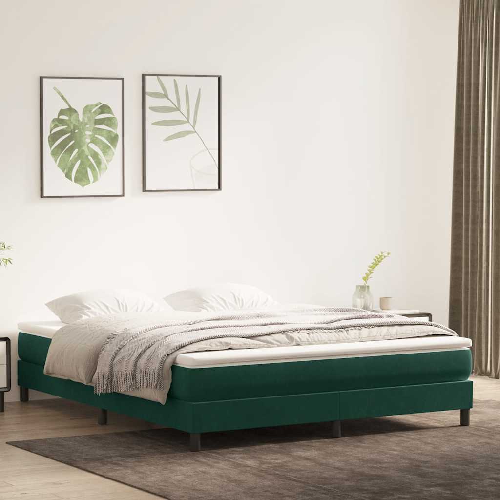 Cama sem molas/colchão 180x210 cm veludo verde-escuro