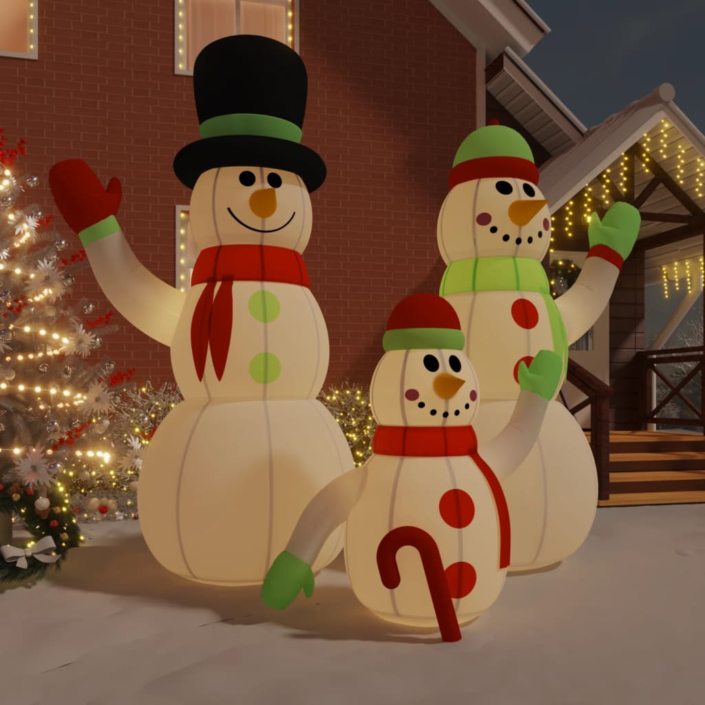 Família de bonecos de neve infláveis da com leds, 500 cm