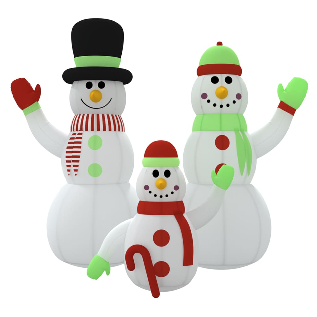 Família de bonecos de neve infláveis da com leds, 500 cm