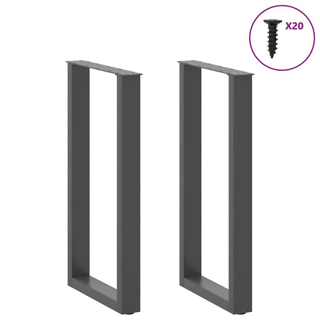 Pés para mesa de bar em formato de u, 2 peças, antracite, 40x(90-91) cm, aço