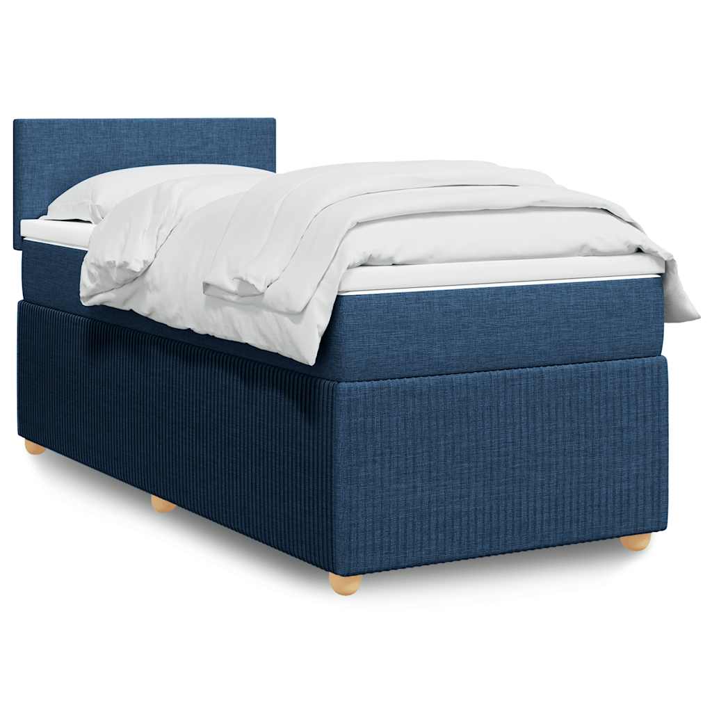 Cama com molas/colchão 90x190 cm tecido azul