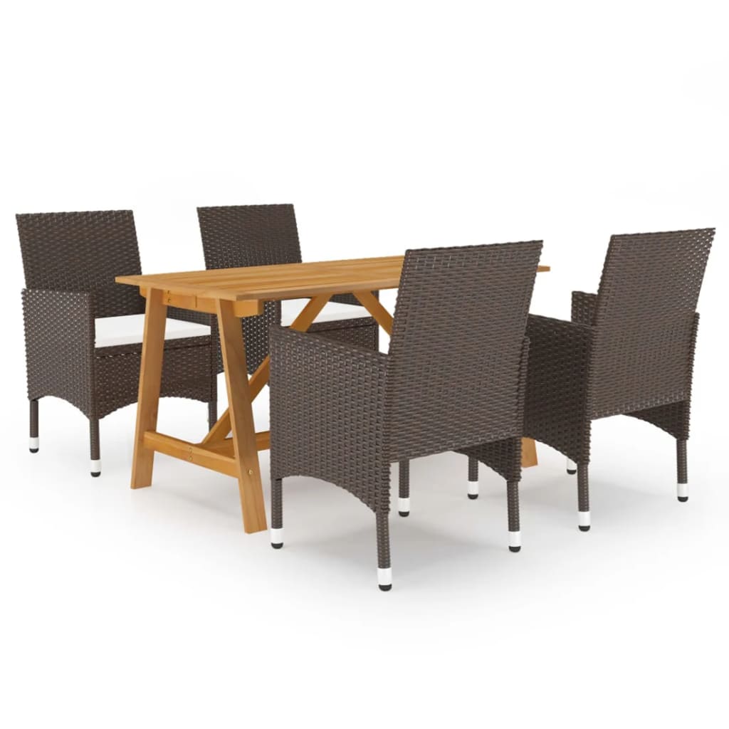 5 Pcs conjunto de jantar para jardim castanho
