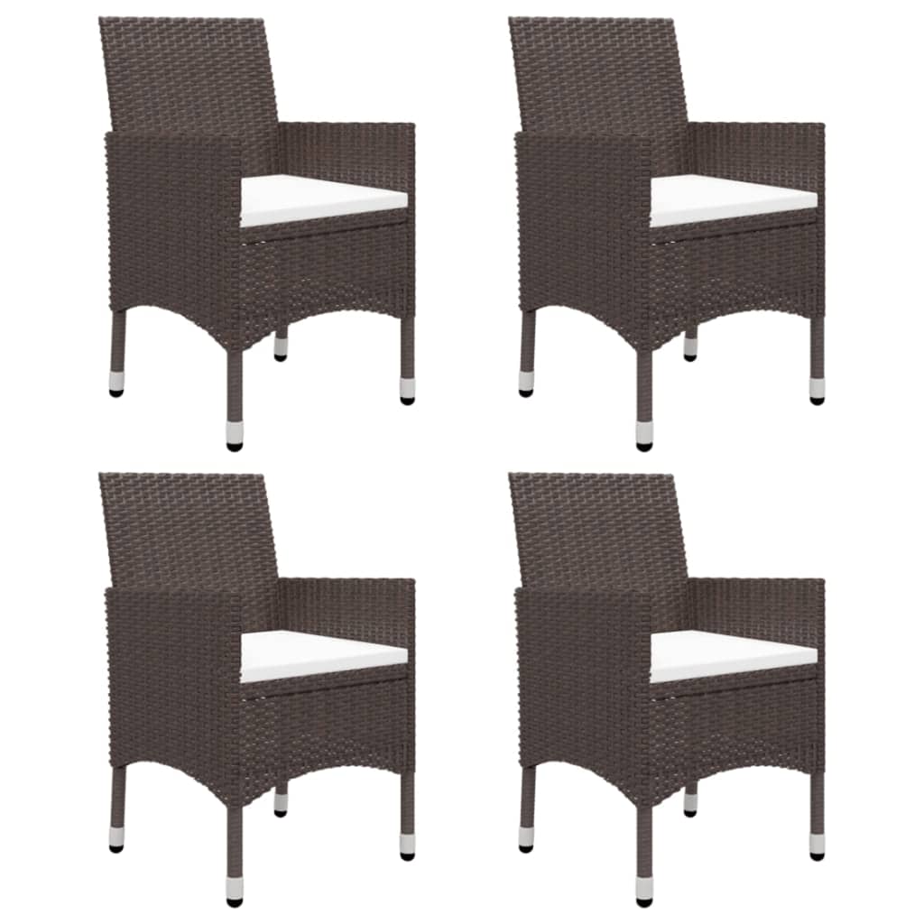 5 Pcs conjunto de jantar para jardim castanho