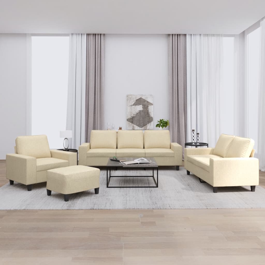 4 Pcs conjunto de sofás tecido cor creme