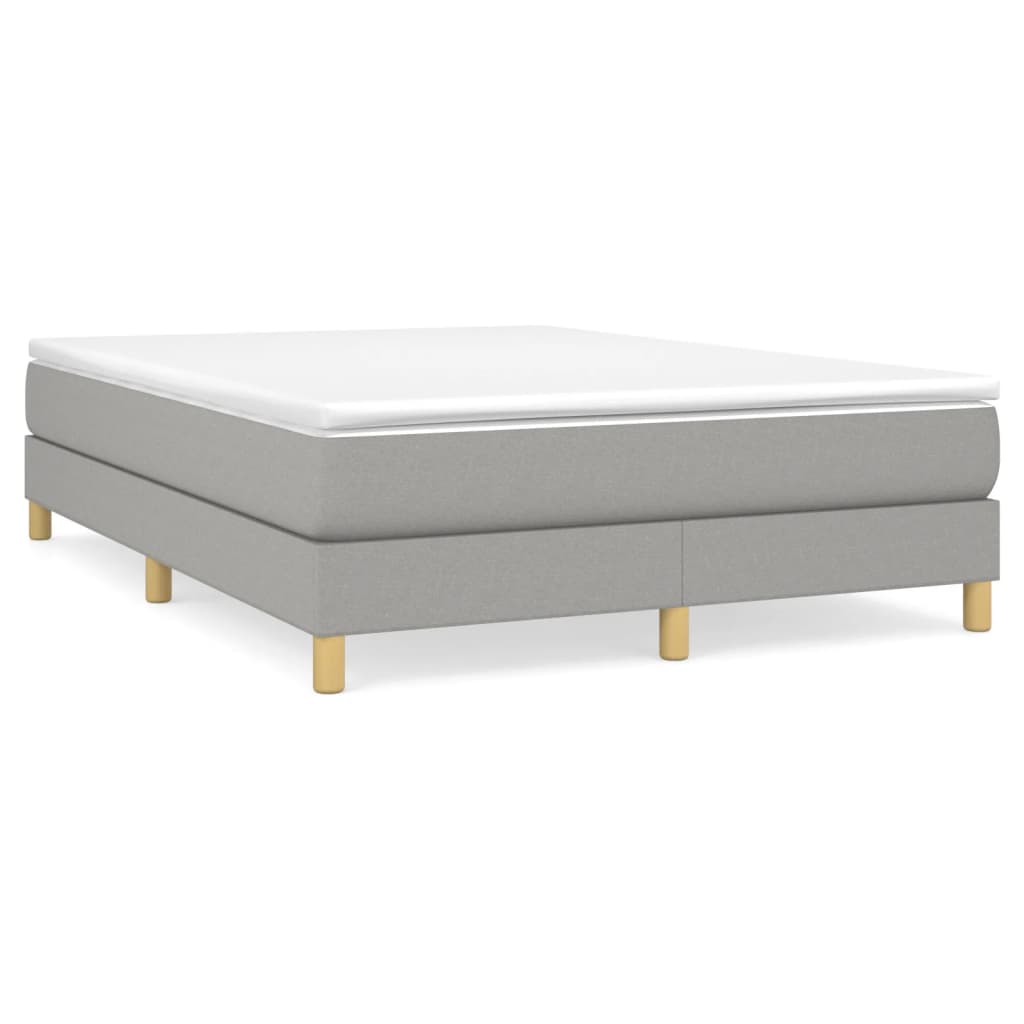 Estrutura de cama com molas 140x200 cm tecido cinzento-claro