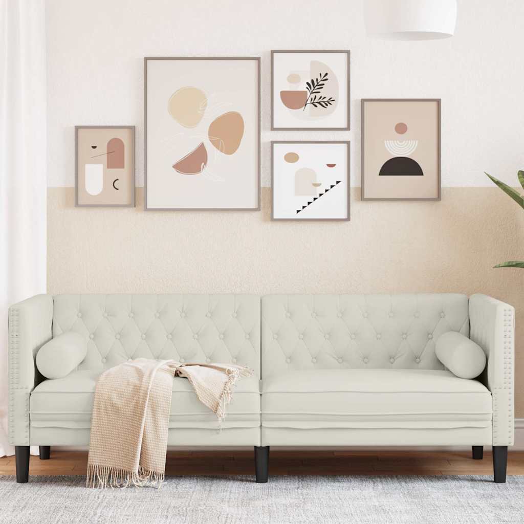 Sofá chesterfield com rolos 3 lugares veludo rosa