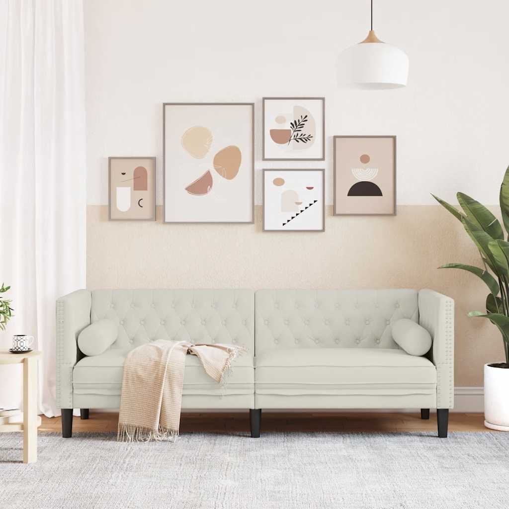 Sofá chesterfield com rolos 3 lugares veludo rosa