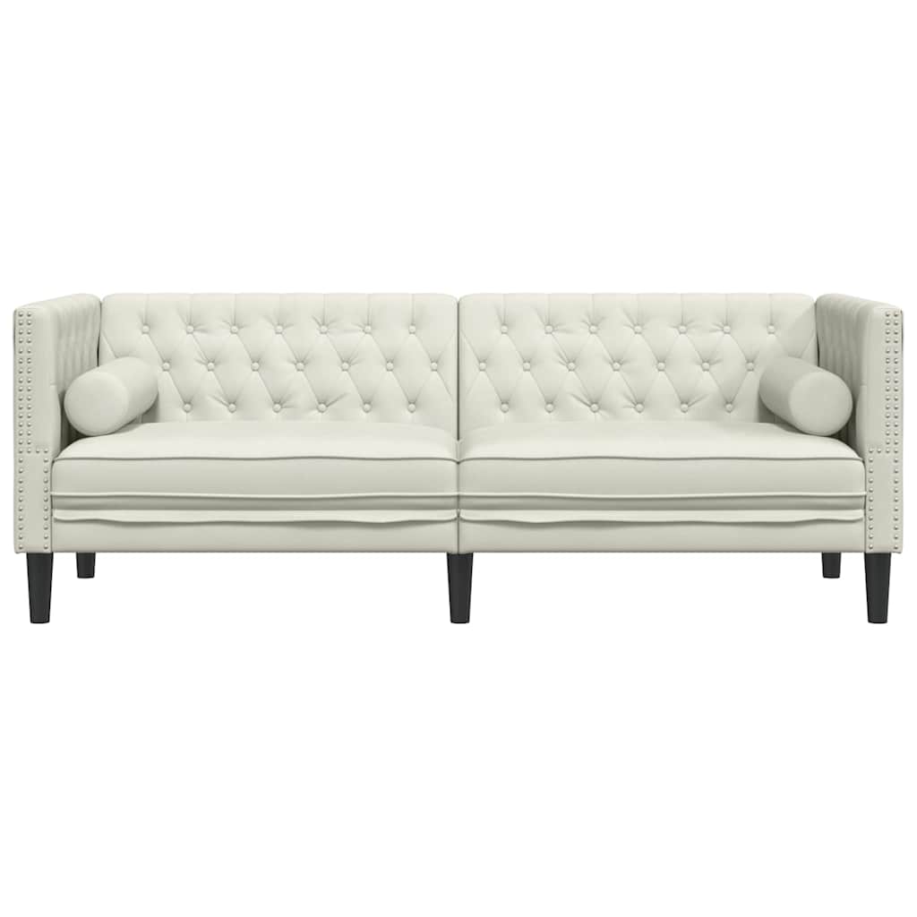 Sofá chesterfield com rolos 3 lugares veludo rosa