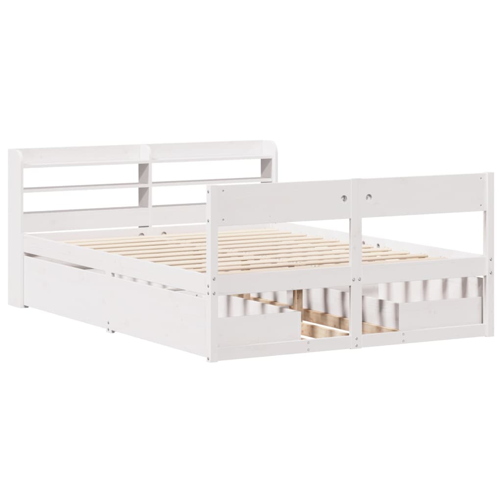 Cama sem colchão 160x200 cm madeira de pinho maciça branco