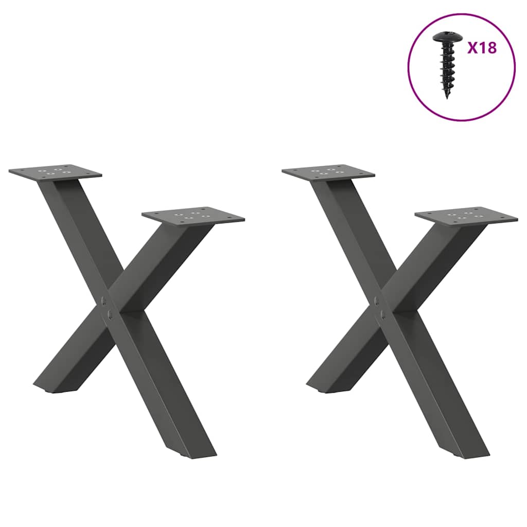 Pés para mesa de centro em formato de x, 2 peças, antracite, 50x(30-31) cm, aço