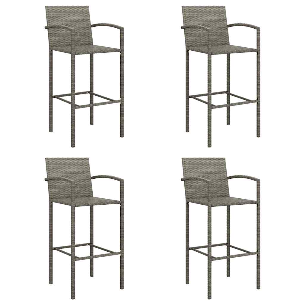 5 Pcs conjunto de bar para jardim vime PE cinzento