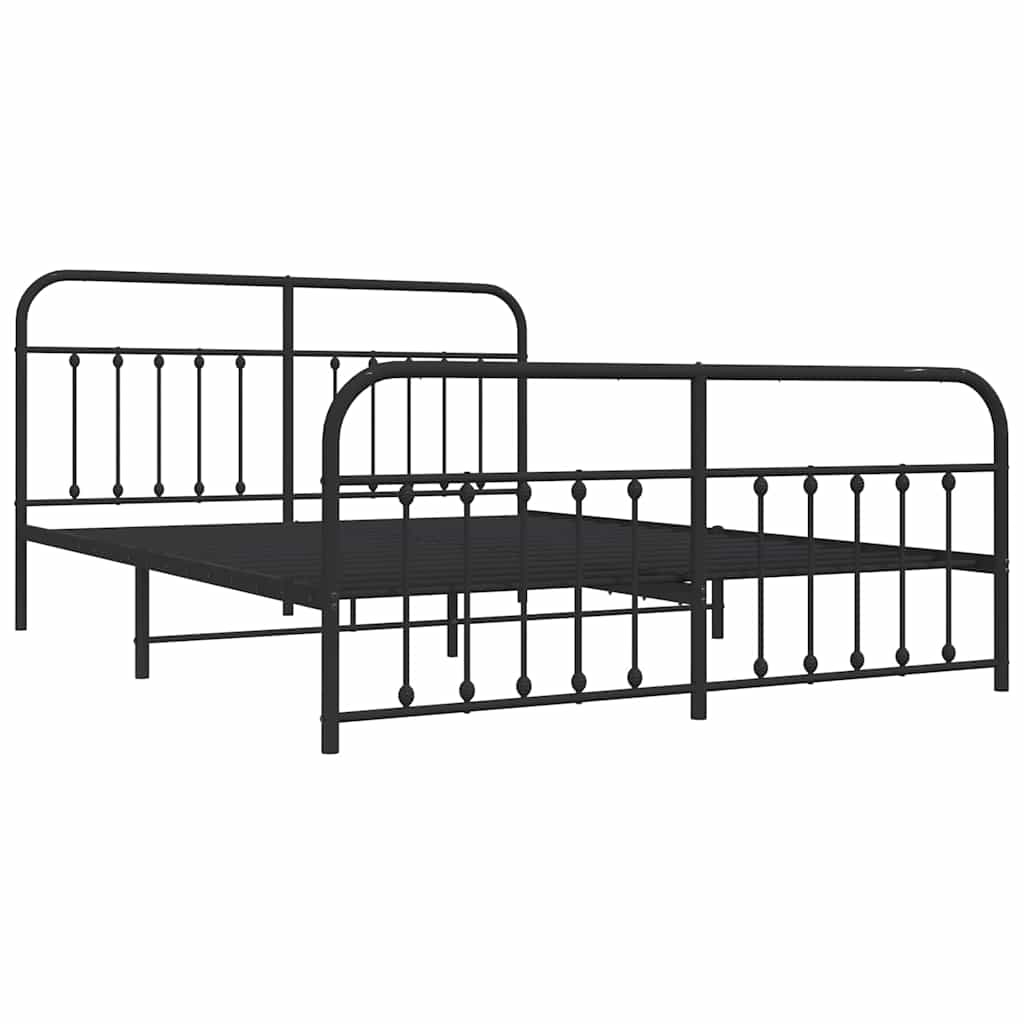 Estrutura de cama com cabeceira e pés 183x213 cm metal preto