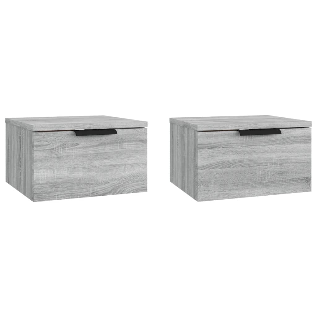 Mesas de cabeceira de parede 2 pcs 34x30x20 cm sonoma cinza