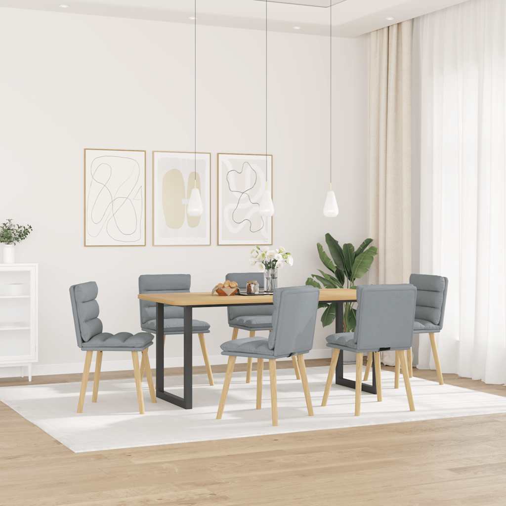 Cadeiras de jantar 6 pcs tecido cinzento-claro