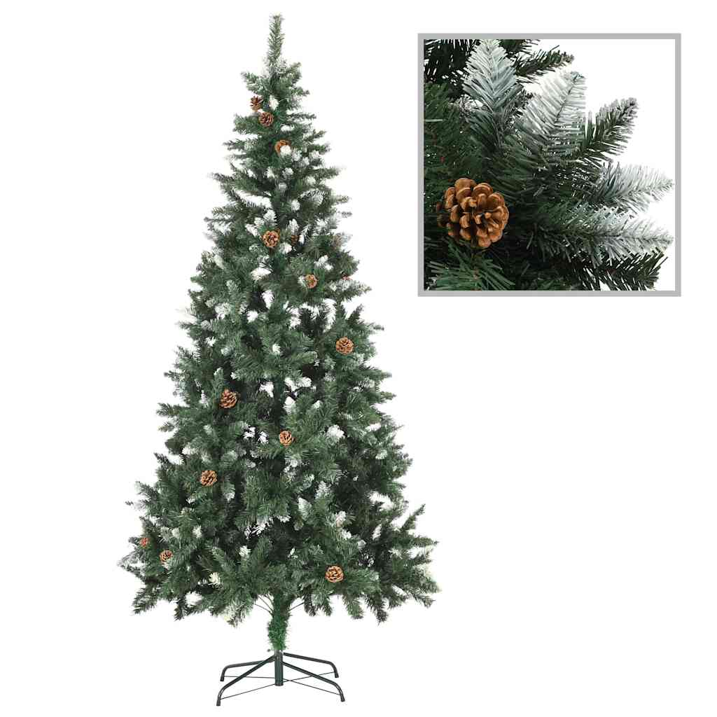 Árvore natal artificial pré-iluminada c/ bolas e pinhas 210 cm