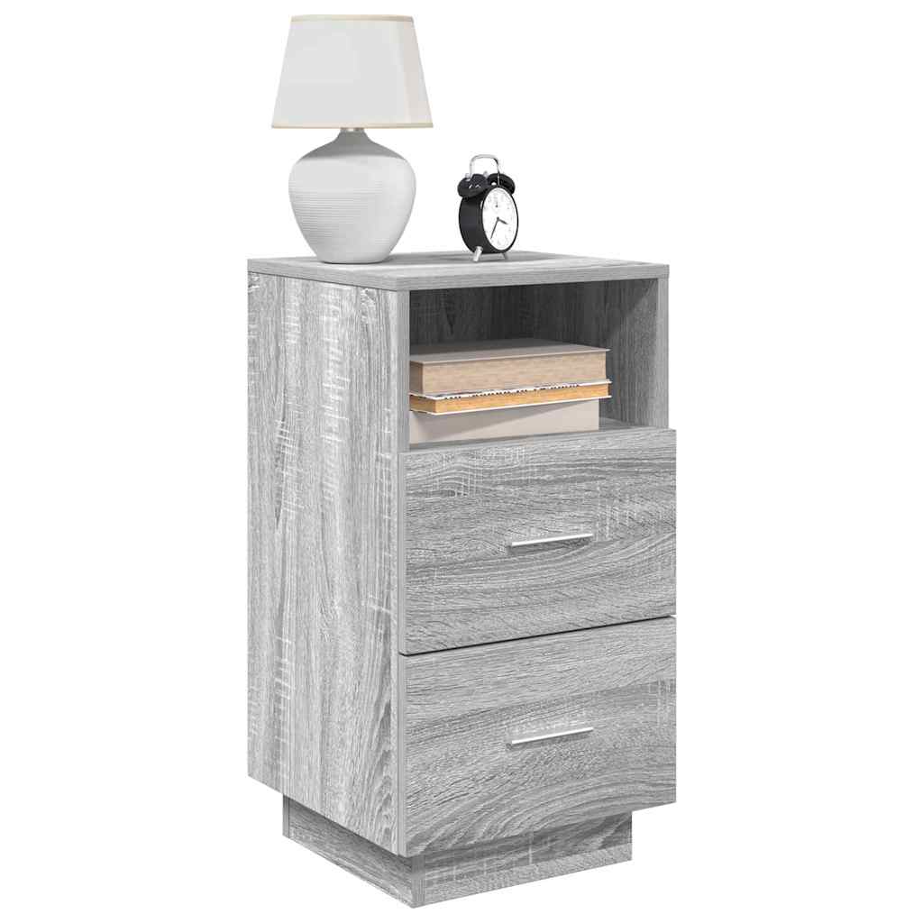 Mesas cabeceira 2pcs com 2gavetas 36x36x68 cm cinzento sonoma