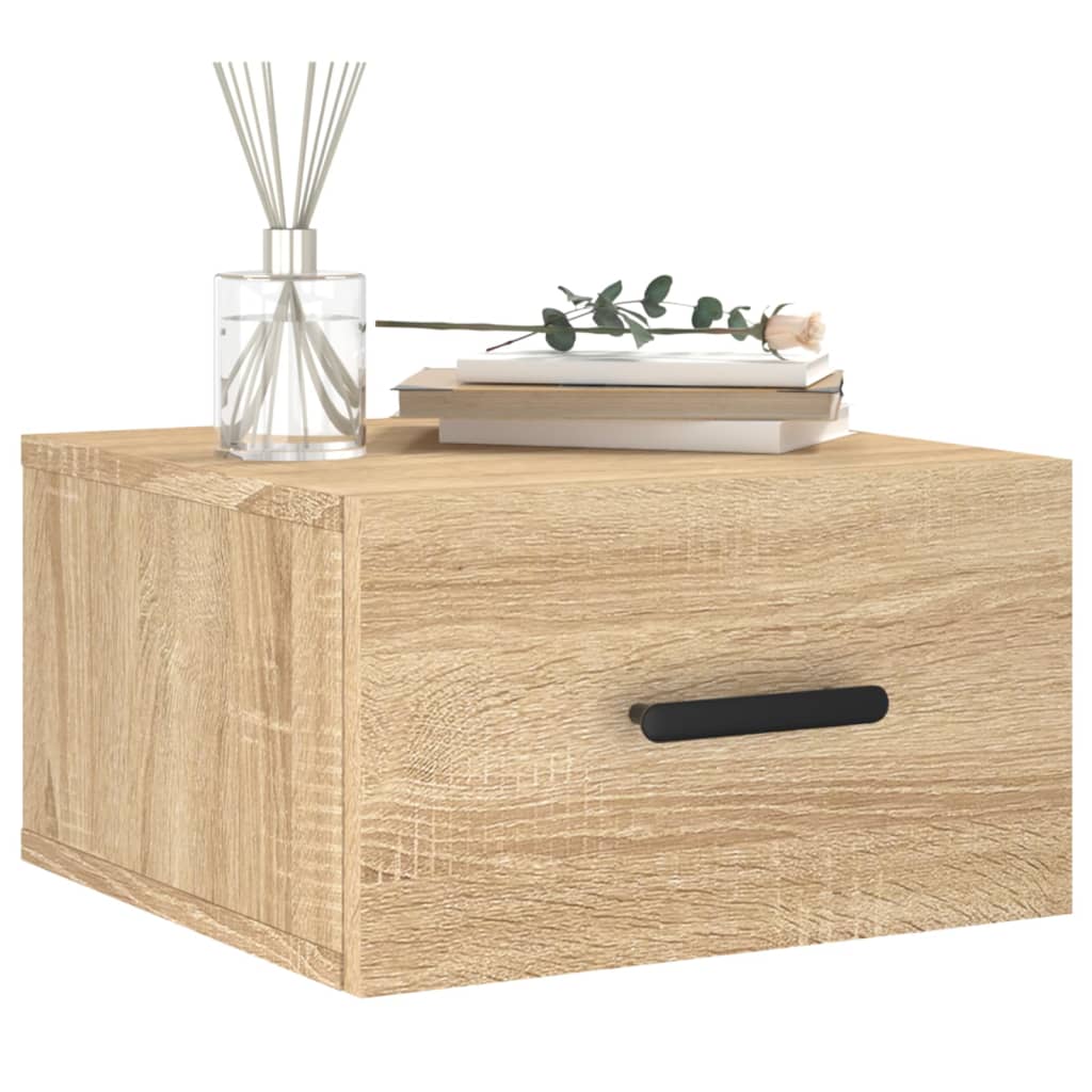 Mesas de cabeceira parede 2 pcs 35x35x20 cm cor carvalho sonoma