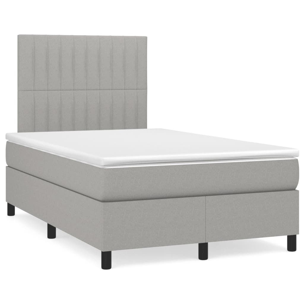 Cama boxspring com colchão 120x190 cm tecido cinzento-claro