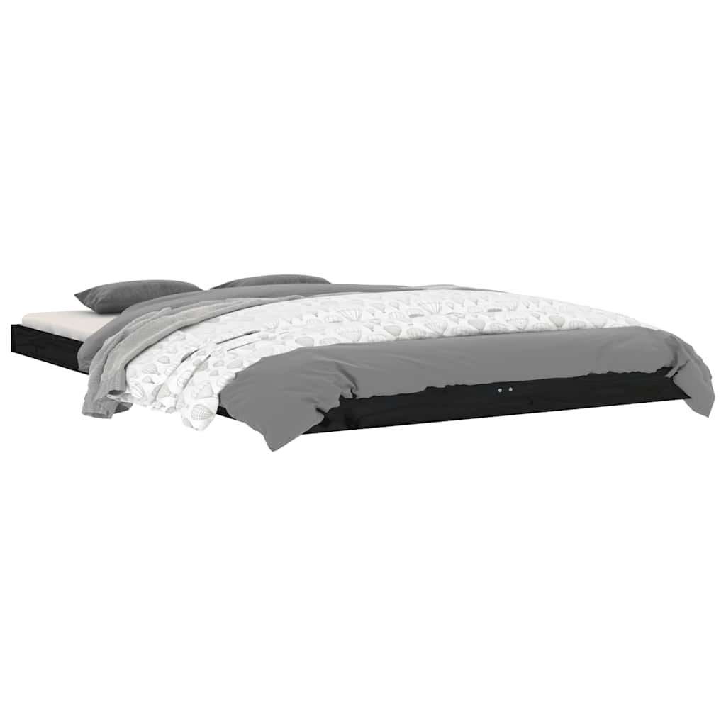 Estrutura cama de casal pequena 120x190 cm pinho maciço preto