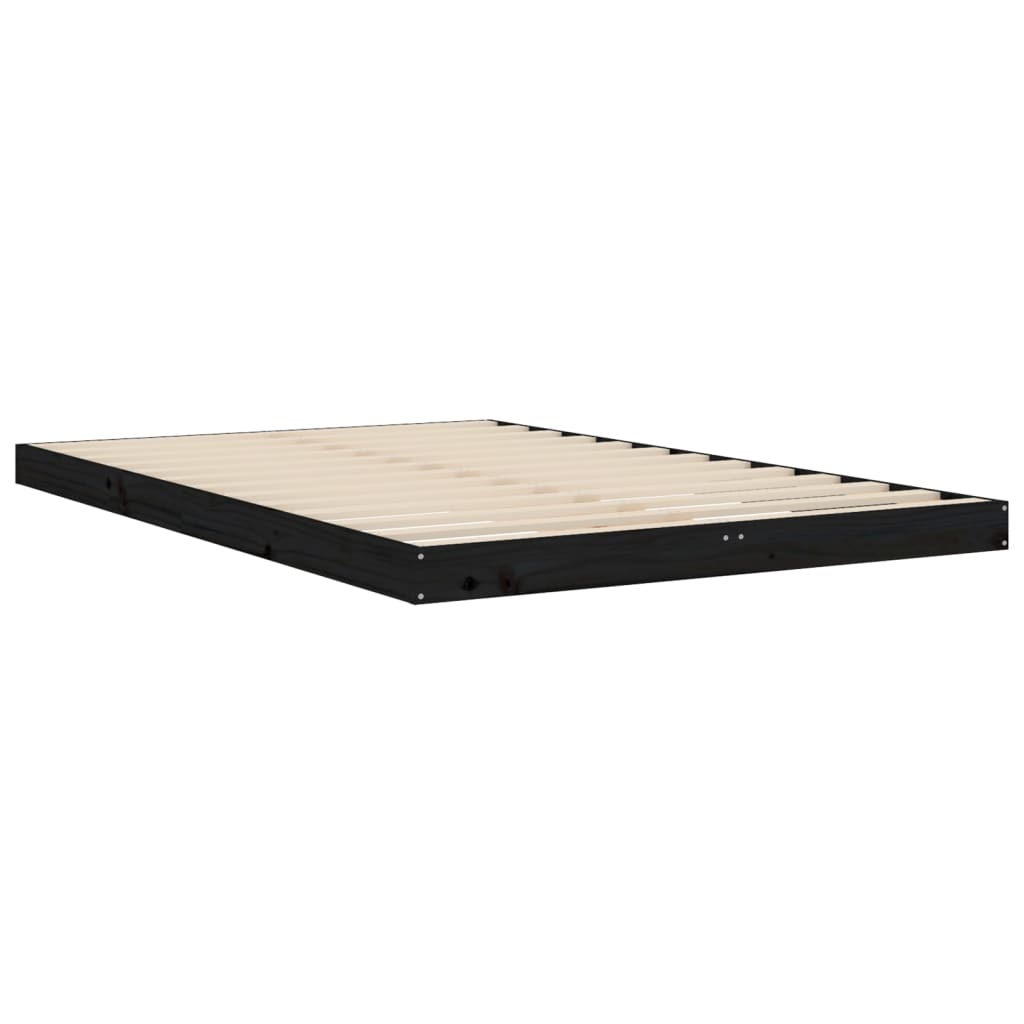 Estrutura cama de casal pequena 120x190 cm pinho maciço preto