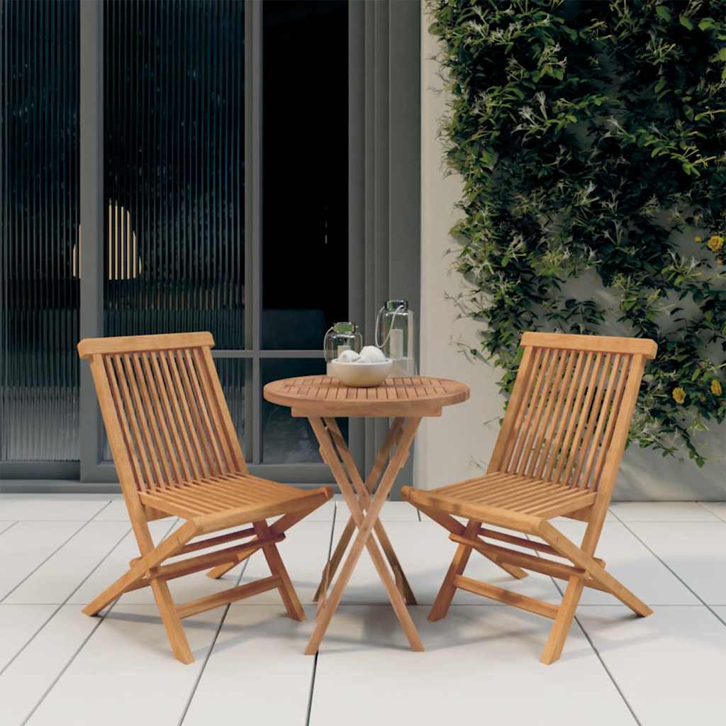 3 Pcs conjunto de jantar para jardim madeira de teca maciça