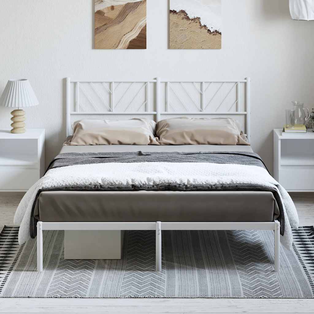 Estrutura de cama com cabeceira 135x190 cm metal branco