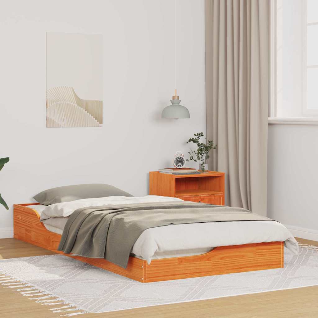 Estrutura da cama marrom cera 75 x 190 cm