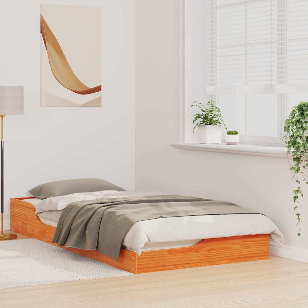 Estrutura da cama marrom cera 75 x 190 cm
