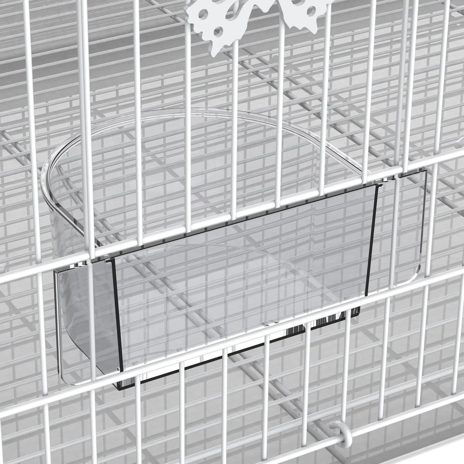 Gaiola para pássaros 60x41x41cm aviário com 2 poleiros e 3 portas para pássaros pequenos canários papagaios de metal branco