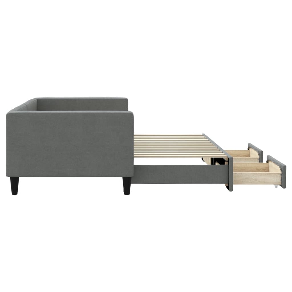 Sofá-cama c/ gavetão e gavetas 90x200 cm tecido cinzento-escuro