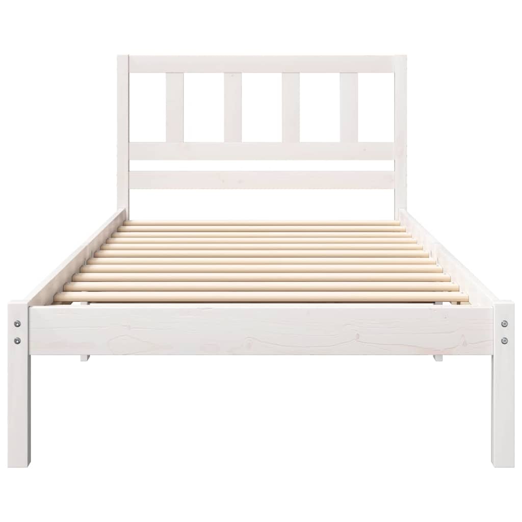 Estrutura da cama branco 90 x 200 cm madeira de pinheiro sólida