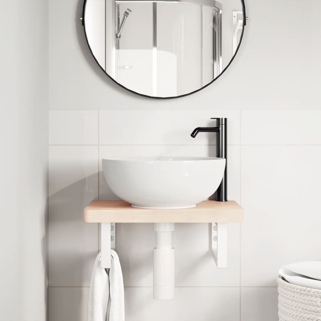 Suportes de prateleira p/ lavatório 2 pcs aço retangular branco