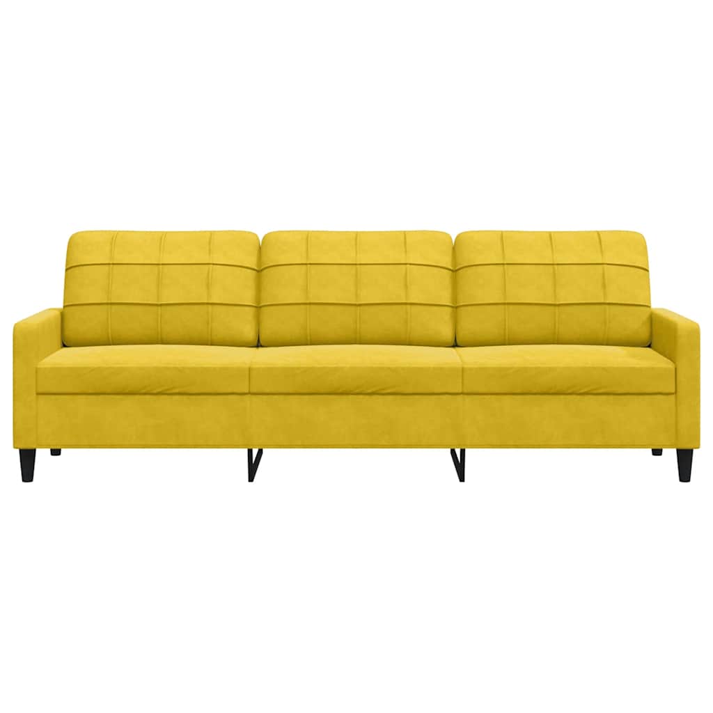 Sofá de 3 lugares 210 cm veludo amarelo