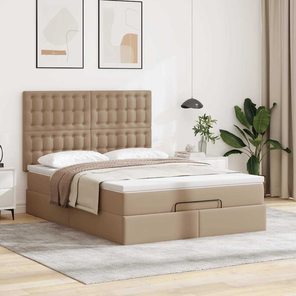 Estrutura de cama otomana com colchão cappucino 140x190 cm