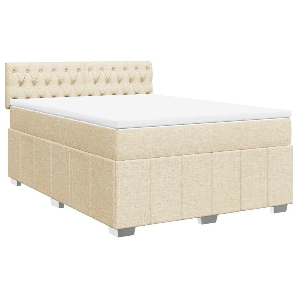 Cama com molas/colchão 160x200 cm tecido cor creme