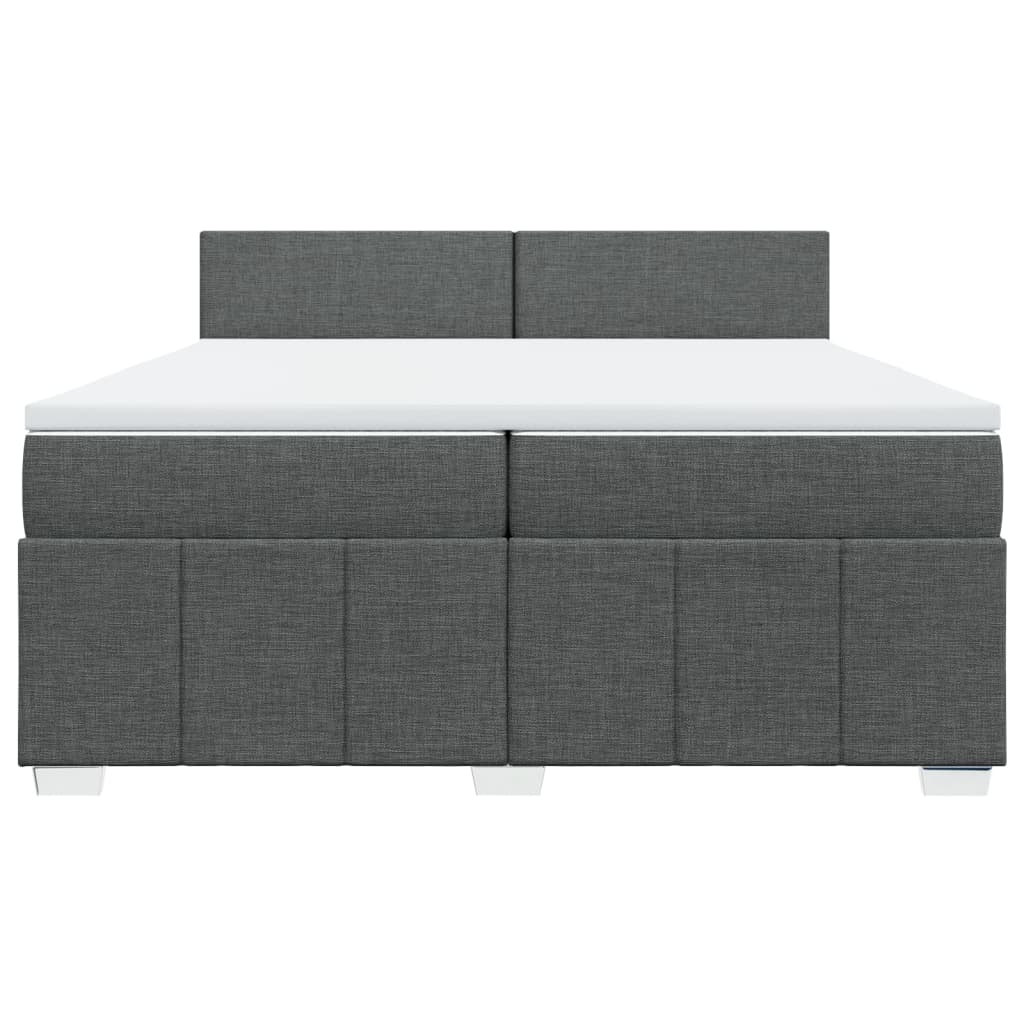 Cama com molas/colchão 200x200 cm tecido cinzento-escuro