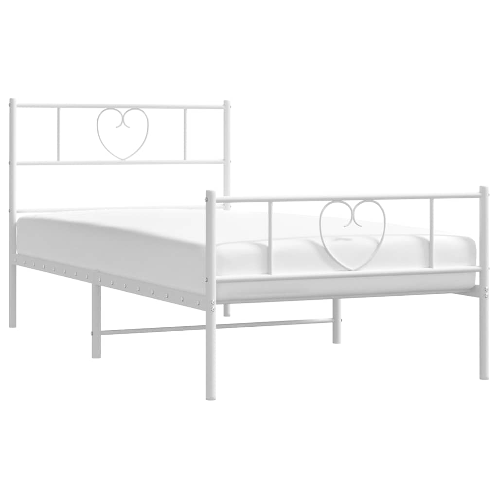 Estrutura de cama com cabeceira e pés 100x190 cm metal branco