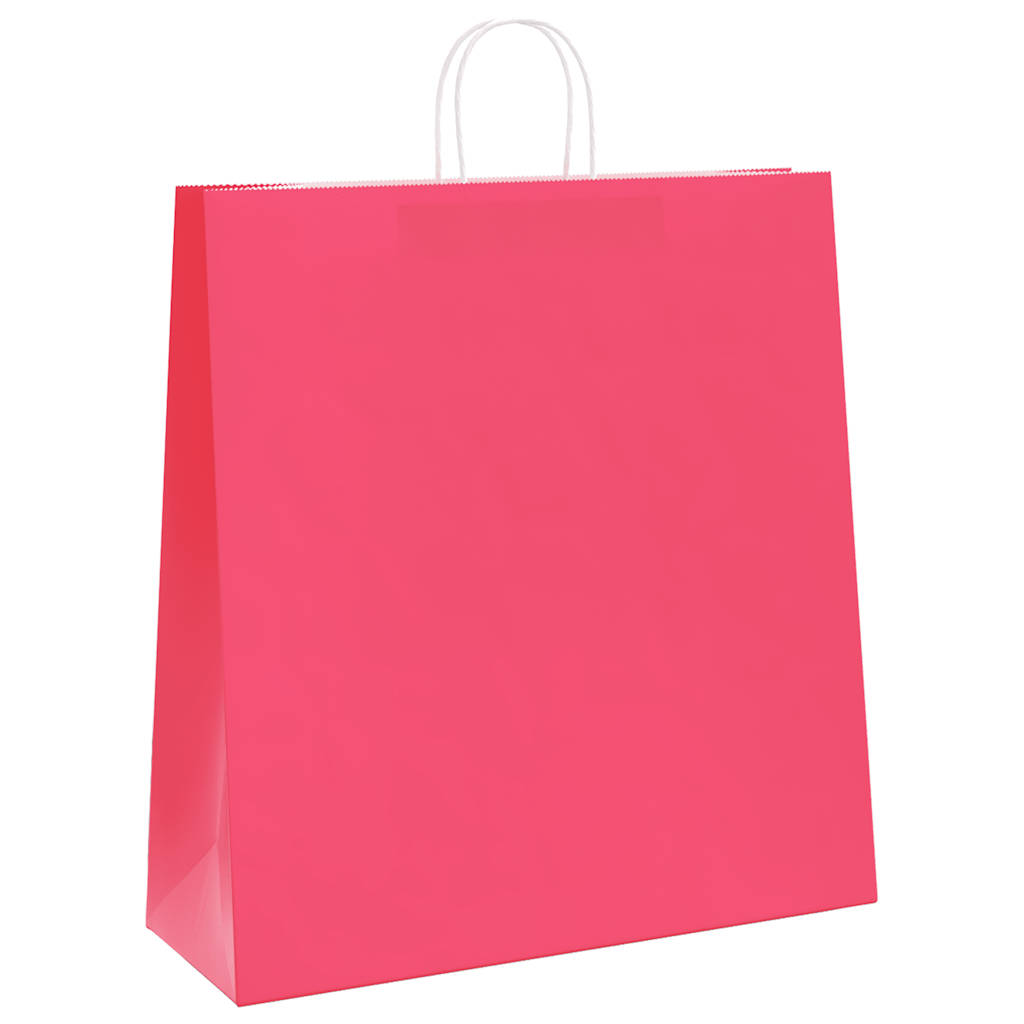 Sacos de papel 250 unid com alças rosa 45x17x48 cm