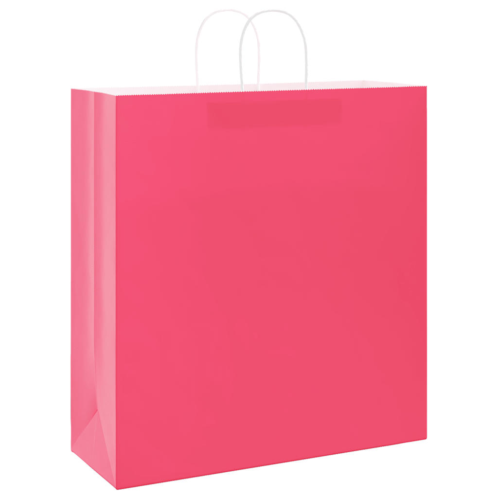 Sacos de papel 250 unid com alças rosa 45x17x48 cm