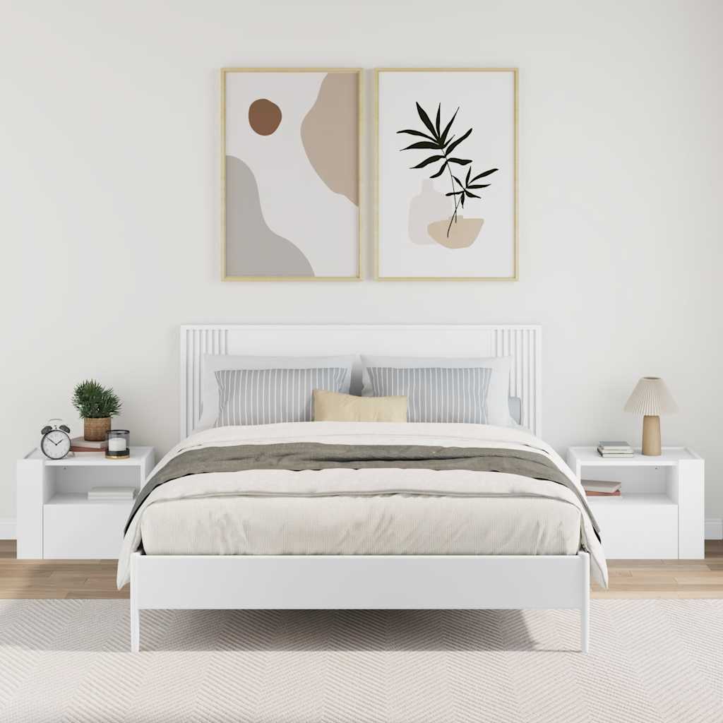 Mesas de cabeceira de parede 2 pcs 45x30x35 cm branco