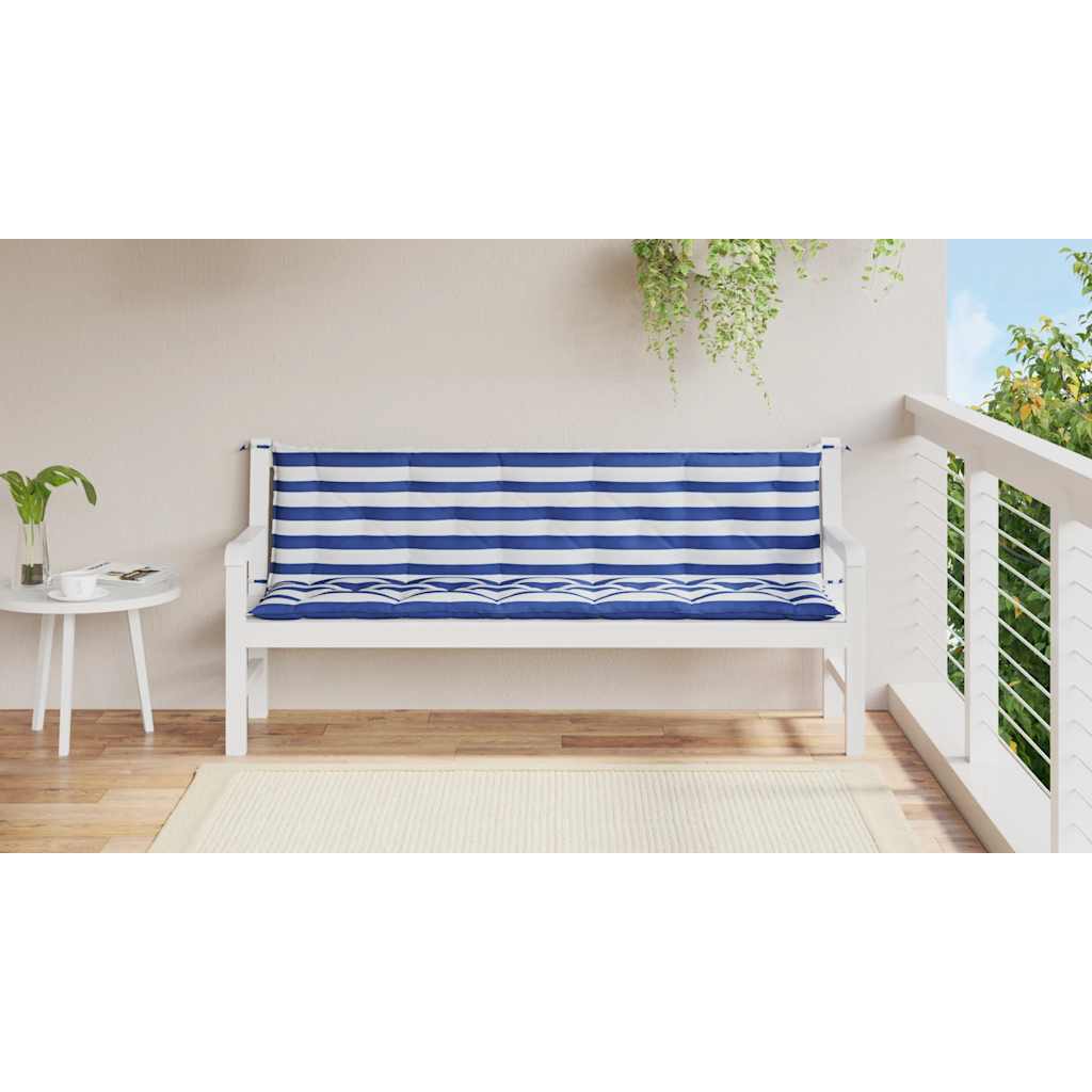 Almofadões p/ banco de jardim 2pcs oxford riscas azul/branco