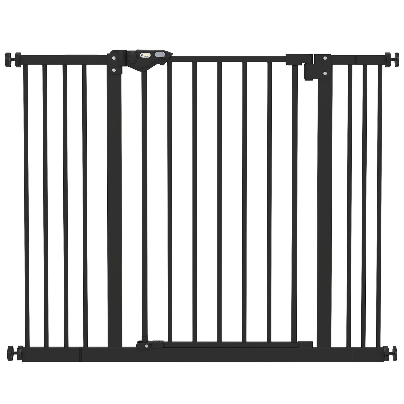 Barreira de segurança para cães 74-100 cm com extensões, montagem por pressão e duplo bloqueio, preto