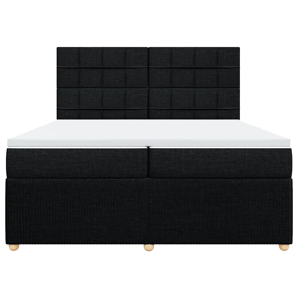 Cama com molas/colchão 200x200 cm tecido preto