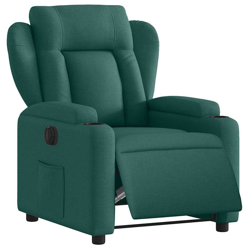 Poltrona elétrica reclinável tecido verde-escuro