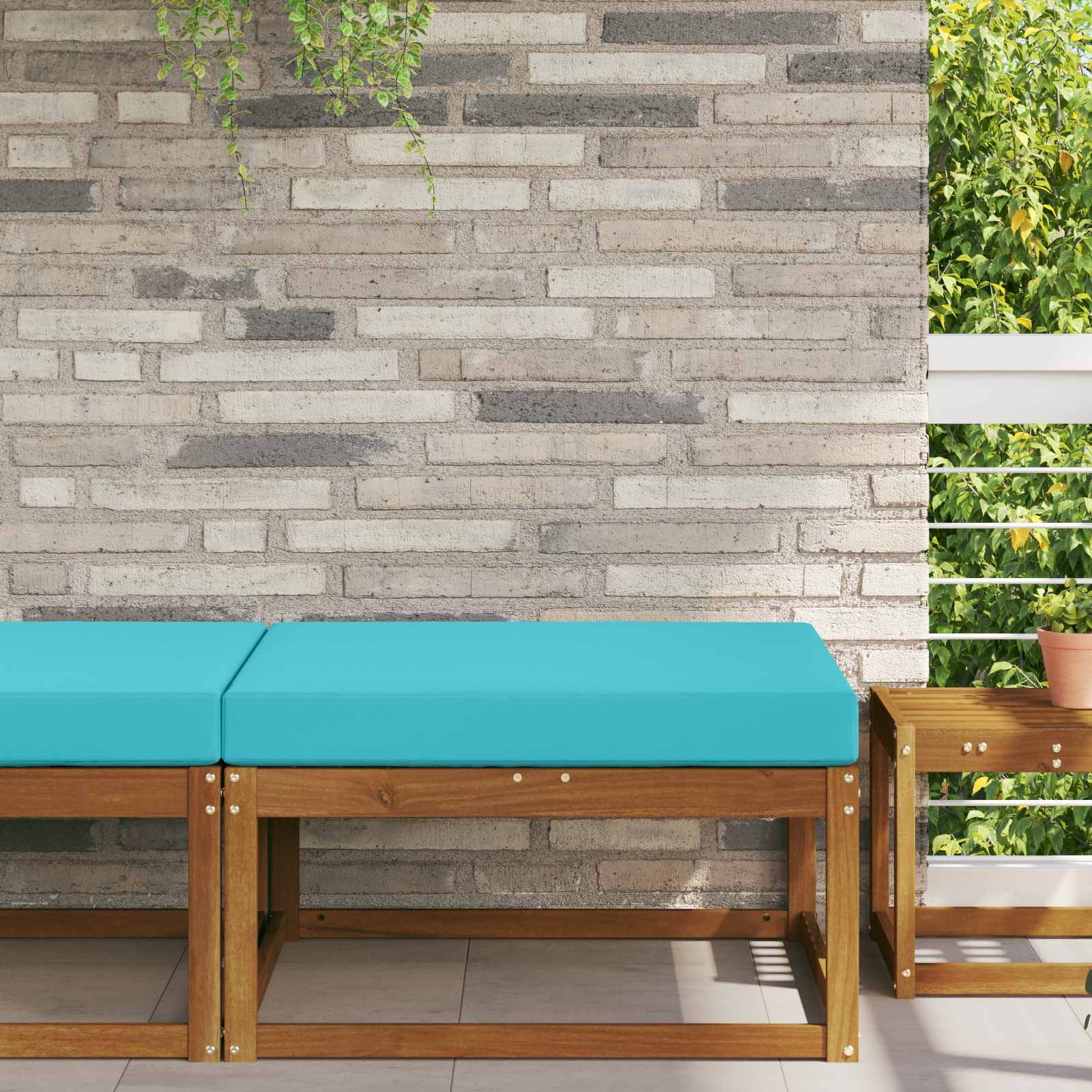 Almofada para sofá externo turquesa 80 x 80 x 8 cm poliéster