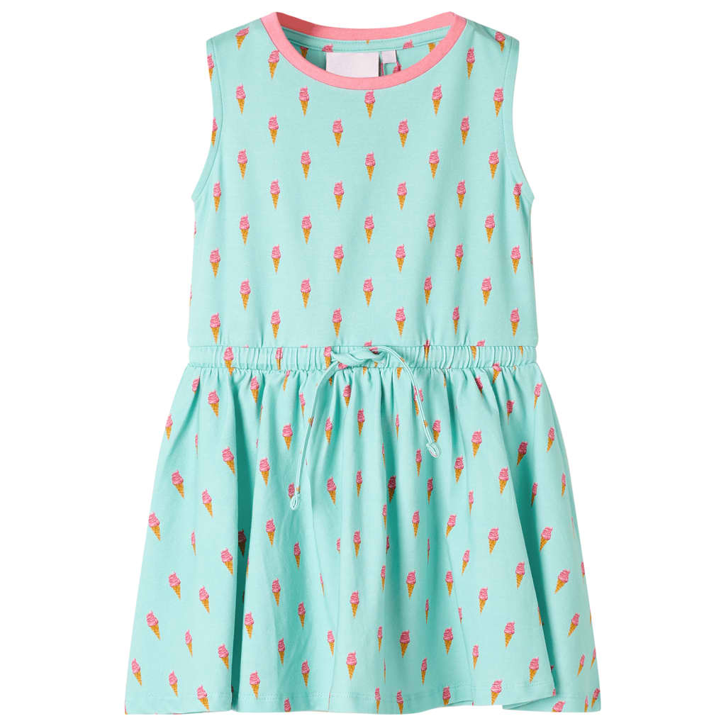 Vestido de criança com cordão menta-claro 104