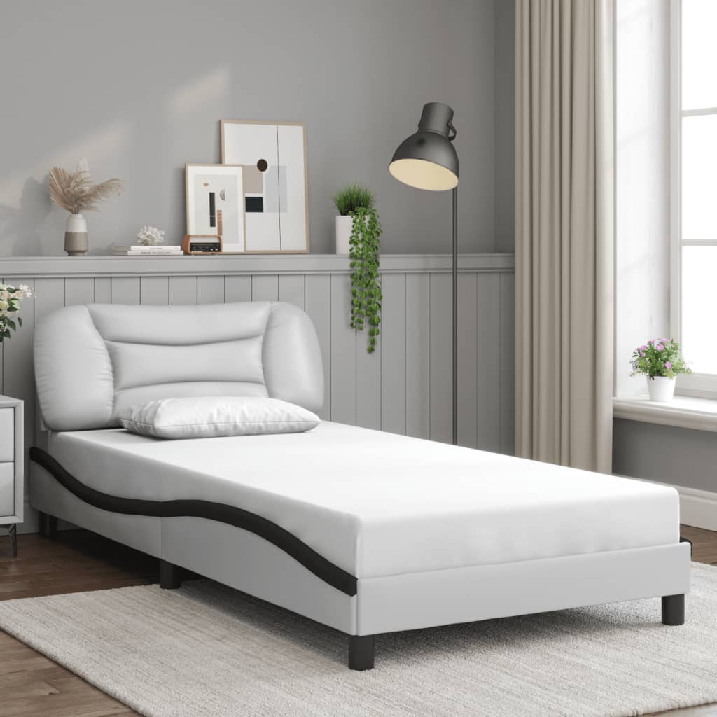 Estrutura de cama com LED sem colchão hvar 100x200cm branco/preto
