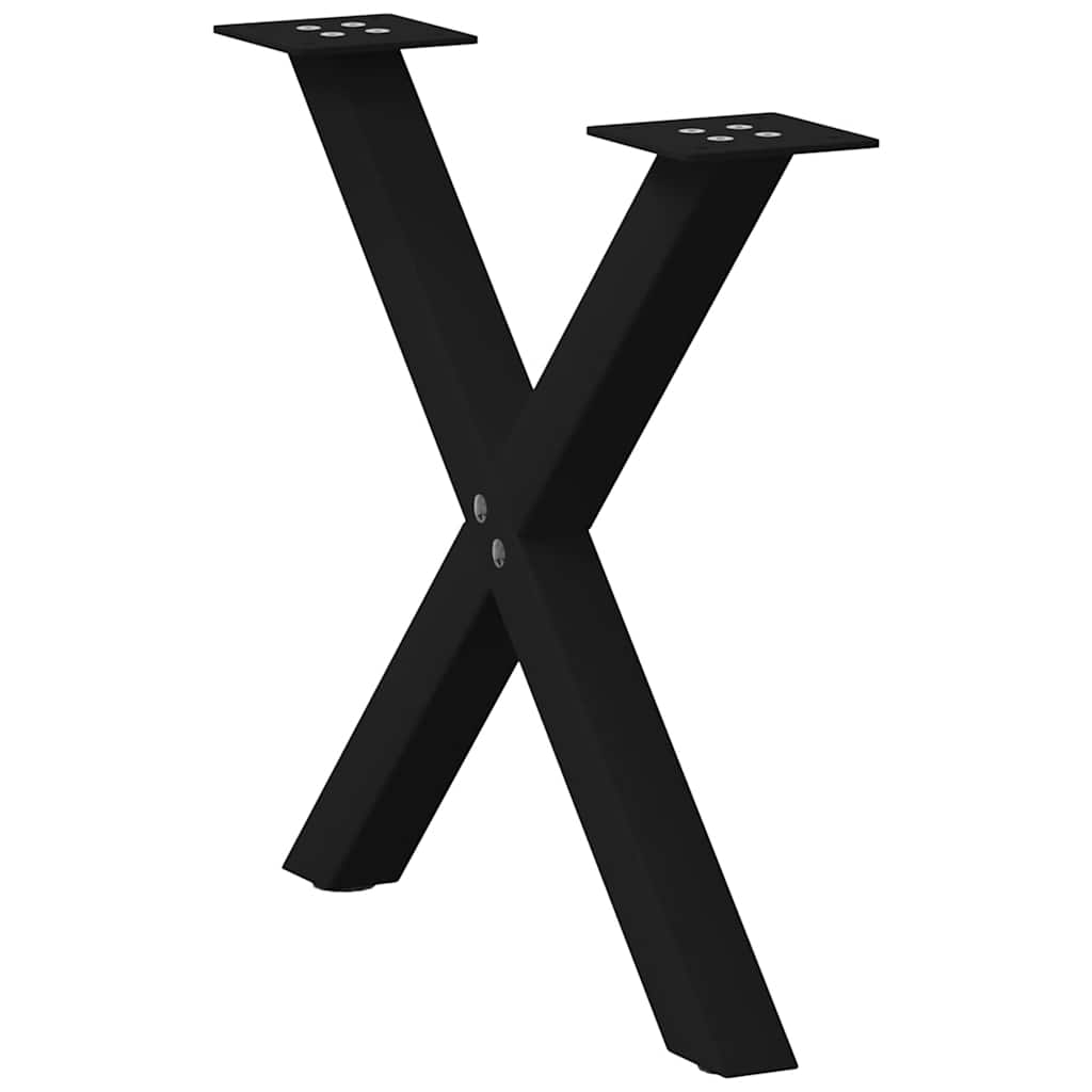 Pés para mesa de centro em formato de x, 2 peças, preto, 50x(42-43) cm, aço